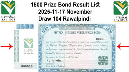 Rs.1500 Prize Bond Draw Result Announced for November 17, 2025 Rs.1500 Prize Bond Draw Result Announced for November 17, 2025
