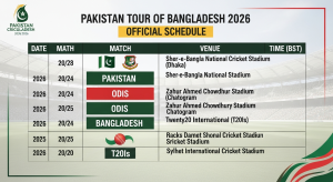 Pakistan Tour of Bangladesh 2026 Official Schedule