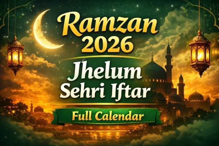 Jhelum Sehri and Iftar Timings 2026