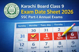 Karachi Class 9 Exam Date Sheet 2026