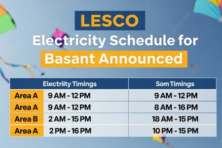 LESCO Electricity Schedule for Basant Announced LESCO Electricity Schedule for Basant Announced