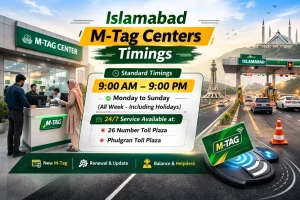 New Timings Announced for M-Tag Centers in Islamabad Islamabad M-Tag Centers Timings