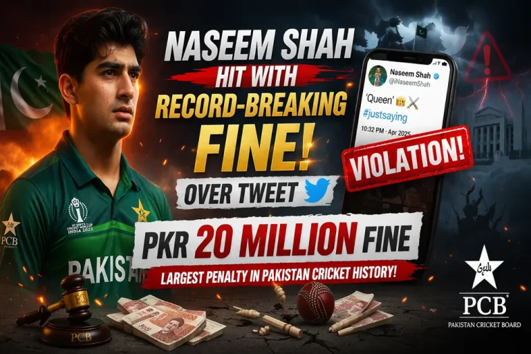 Naseem Shah Hit With Record-Breaking Fine Over Tweet Naseem Shah PCB fine