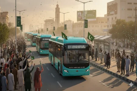 electric bus route in Karachi