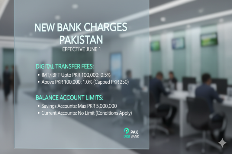 New Bank Charges in Pakistan Effective June 1: Full Breakdown of New Digital Transfer Fees and Balance Account Limits Bank Charges in Pakistan