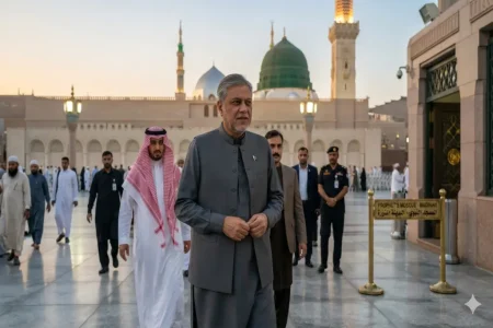 Ishaq Dar Visit to Madinah: DPM Pays Respects at Masjid-e-Nabawi and Prays for Pakistan’s Progress Ishaq Dar visit to Madinah