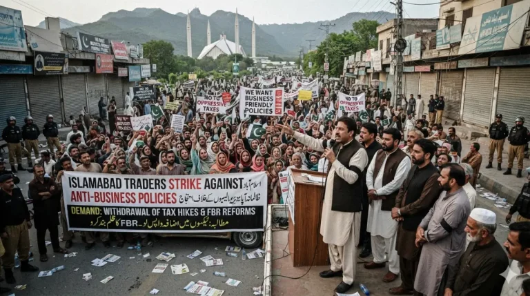 Traders Threaten Islamabad Shutdown and PM House March Over Policies Islamabad Traders Strike Policy Crisis