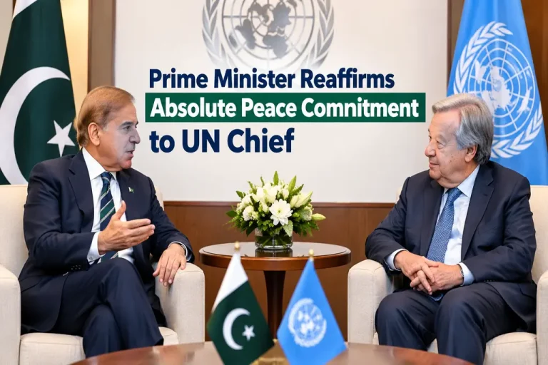 Prime Minister Reaffirms Absolute Peace Commitment to UN Chief Pakistan UN Peace Commitment Summit