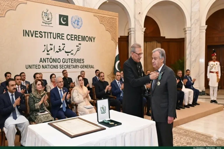 President Confers Nishan-e-Imtiaz on UN Secretary General António Guterres UN Secretary General Nishan e Imtiaz Pakistan